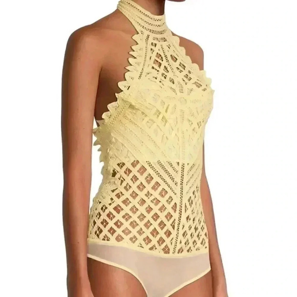 FREE PEOPLE
Be My Battenburg Bodysuit In Vintage Lemon - Picture 7 of 8